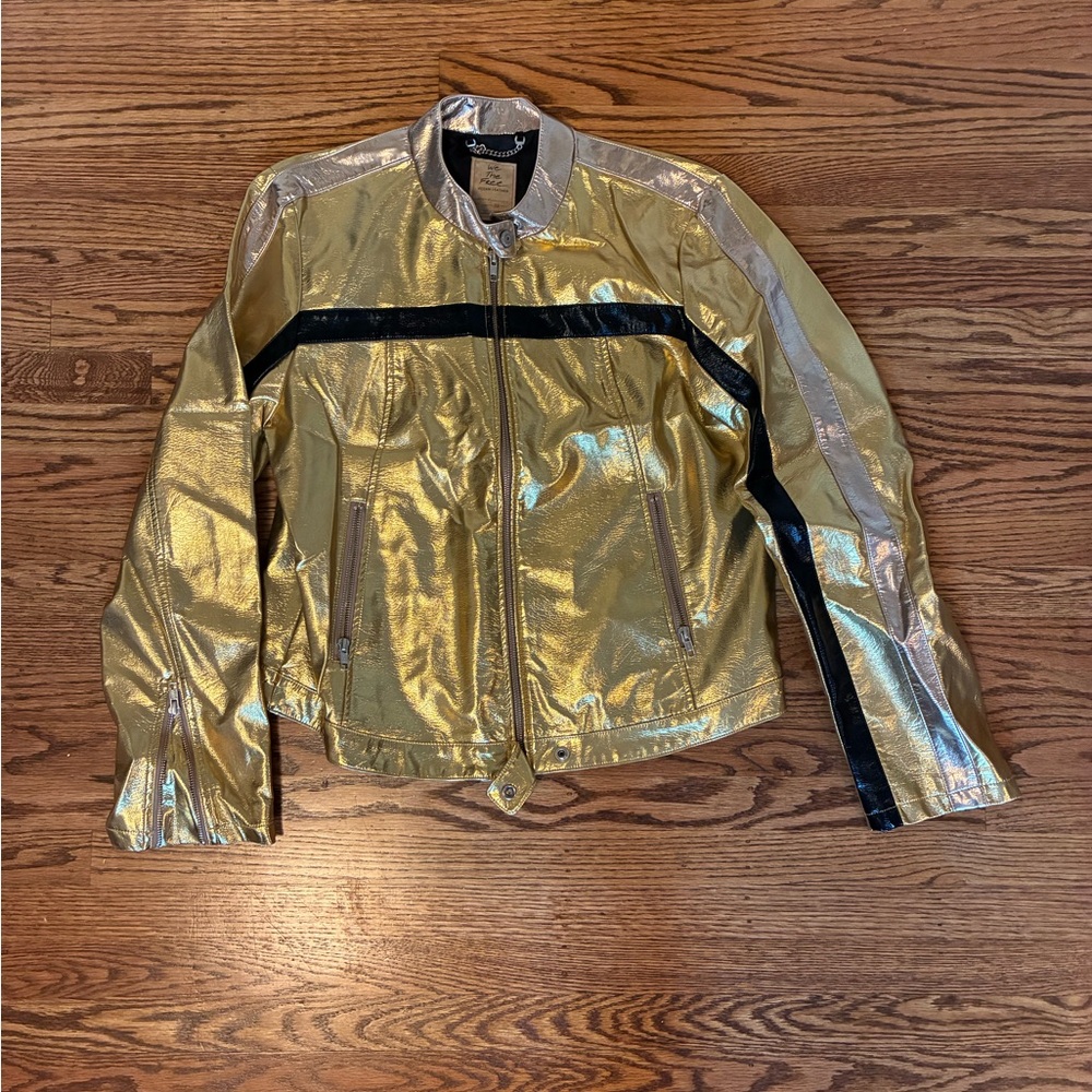 We The Free Metallic Vegan Leather Jacket